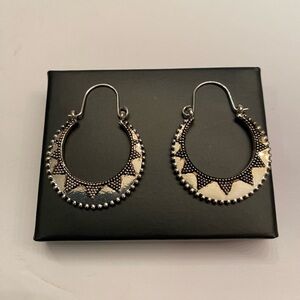Elegant Silver and Black Hoop Earrings